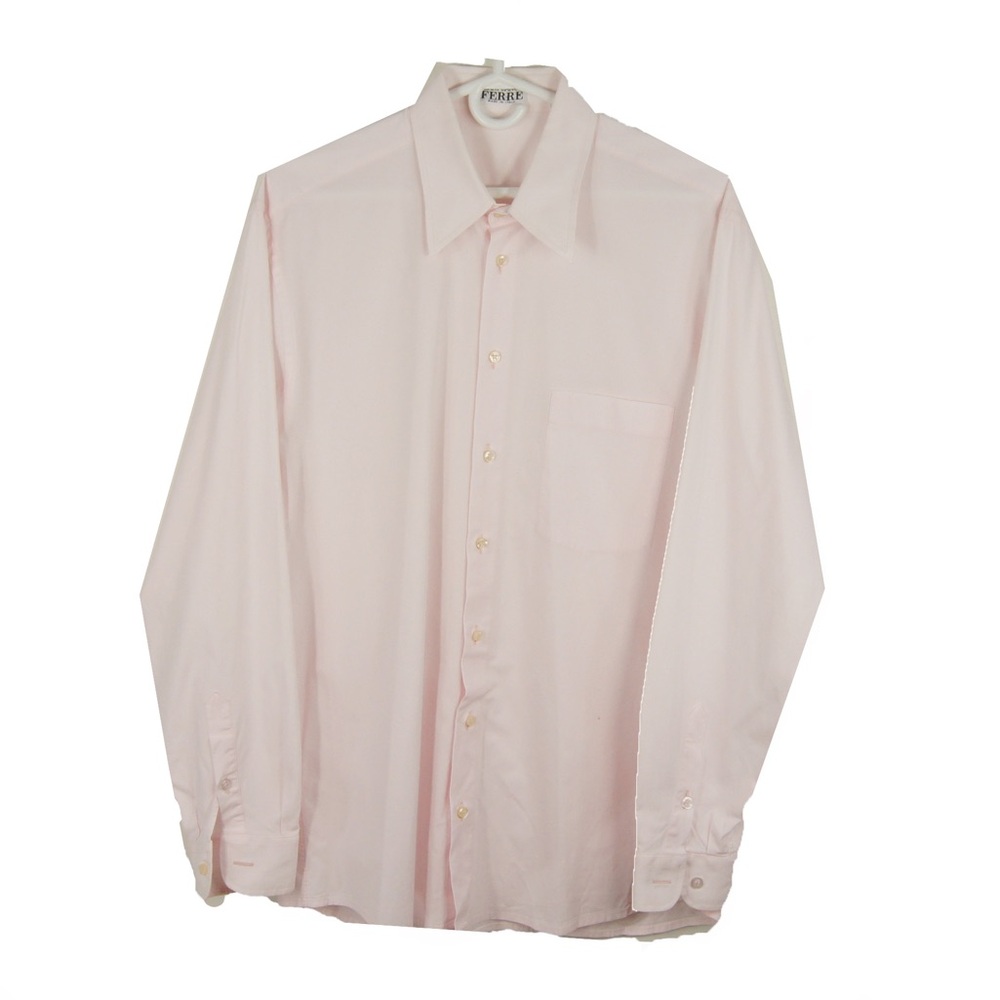Vintage Gianfranco Ferre Light Pink Button Up Long Sleeve Dress Shirt